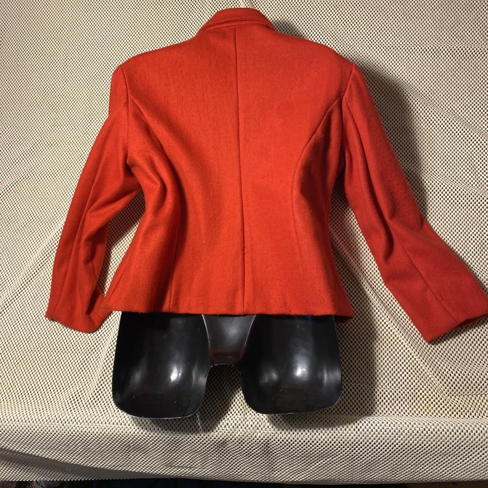 Wool‎ Jacket Vintage Agree Red Coat Zipper Front Besom Pockets Women's 10-12 / M - Picture 5 of 8
